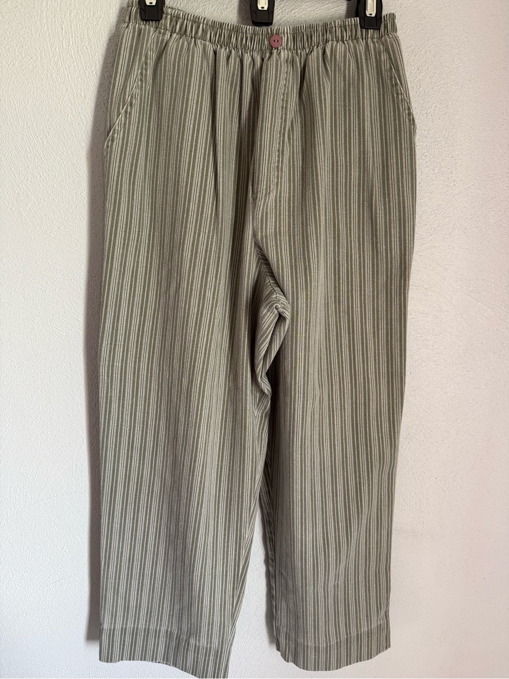 Vintage Bobbie Brooks Olive Striped Straight-Leg Pants